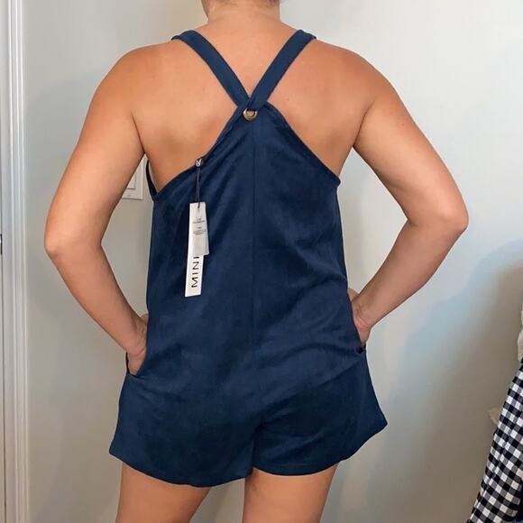 NWT MINKPINK Medina Suede Playsuit S Blue - Picture 2 of 15